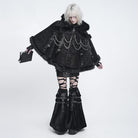 DEVIL FASHION Women's Gothic Chain-Detailed Textured Hooded Cloak