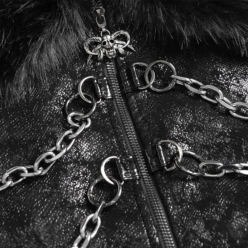 DEVIL FASHION Women's Gothic Chain-Detailed Textured Hooded Cloak