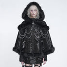 DEVIL FASHION Women's Gothic Chain-Detailed Textured Hooded Cloak