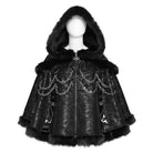 DEVIL FASHION Women's Gothic Chain-Detailed Textured Hooded Cloak