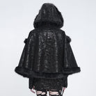 DEVIL FASHION Women's Gothic Chain-Detailed Textured Hooded Cloak