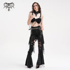 DEVIL FASHION Women's Gothic Chain Mesh Ripped Irregular Hem Shorts