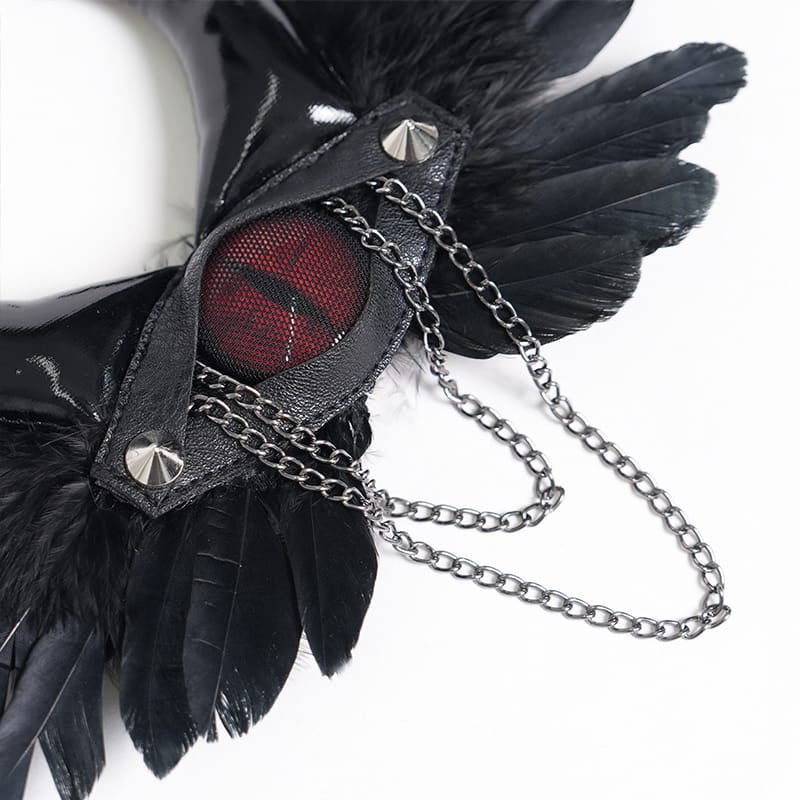 DEVIL FASHION Women's Gothic Chained Evil Eye Wing Hairpin Brooch