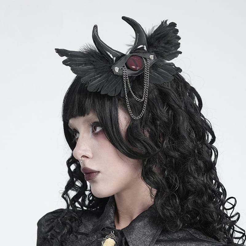 Women's Gothic Chained Evil Eye Wing Hairpin Brooch – Punk Design Women's Gothic Chained Evil Eye Wing Hairpin Brooch – Punk Design