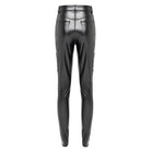 DEVIL FASHION Women's Gothic Chained Lace Splice Faux Leather Pants