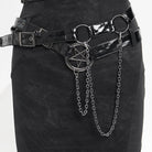 DEVIL FASHION Women's Gothic Chains Buckle-up Maxi Dress