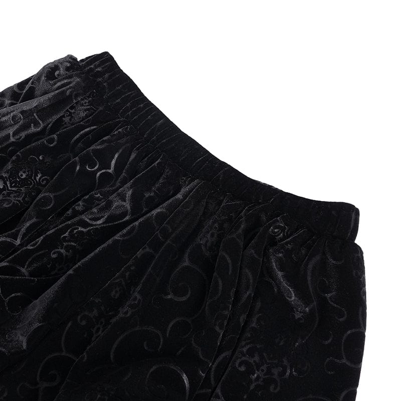 DEVIL FASHION Women's Gothic Cloud Velvet Mesh Shorts