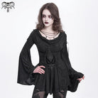 DEVIL FASHION Women's Gothic Cowl Neck Flared Sleeved Shirt