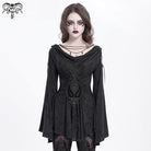 DEVIL FASHION Women's Gothic Cowl Neck Flared Sleeved Shirt