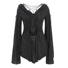 DEVIL FASHION Women's Gothic Cowl Neck Flared Sleeved Shirt