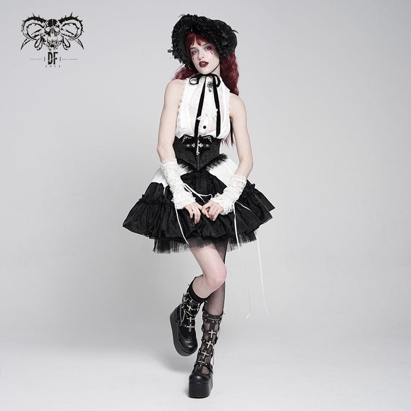 Women's Gothic Crochet Lace-up Cross&Eyes Underbust Corset – Punk