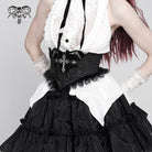 DEVIL FASHION Women's Gothic Crochet Lace-up Cross&Eyes Underbust Corset
