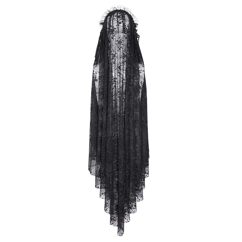 DEVIL FASHION Women's Gothic Crochet Tassels Lace Veil