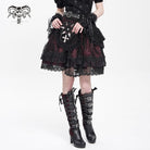 DEVIL FASHION Women's Gothic Cross Lace Edge Coffin-shaped Brooch Badge Holde