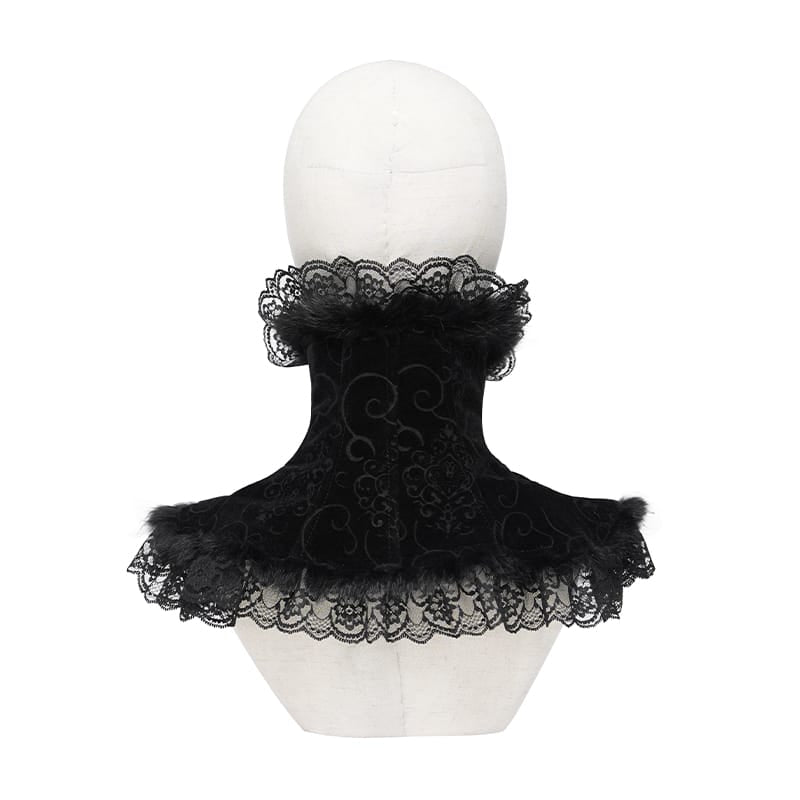 DEVIL FASHION Women's Gothic Cross Lace-Trimmed Velvet Neckwear