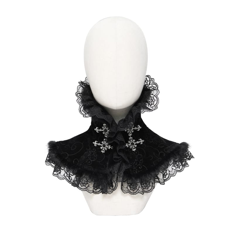 Women's Gothic Cross Lace-Trimmed Velvet Neckwear – Punk Design