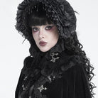 DEVIL FASHION Women's Gothic Cross Lace-Trimmed Velvet Neckwear