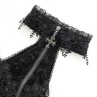 DEVIL FASHION Women's Gothic Cutout Flocking Velvet Coat with Hood Black