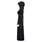DEVIL FASHION Women's Gothic Cutout Flocking Velvet Coat with Hood Black