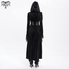 DEVIL FASHION Women's Gothic Cutout Flocking Velvet Coat with Hood Black