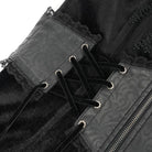 DEVIL FASHION Women's Gothic Cutout Flocking Velvet Coat with Hood Black