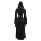 DEVIL FASHION Women's Gothic Cutout Flocking Velvet Coat with Hood Black