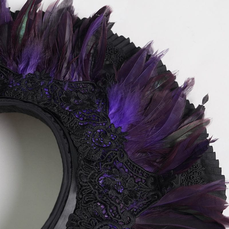 DEVIL FASHION Women's Gothic Decal Feather Hat