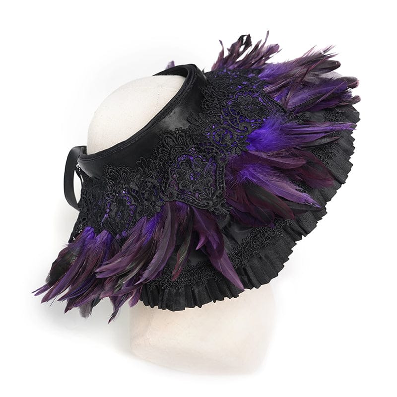 DEVIL FASHION Women's Gothic Decal Feather Hat
