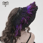DEVIL FASHION Women's Gothic Decal Feather Hat