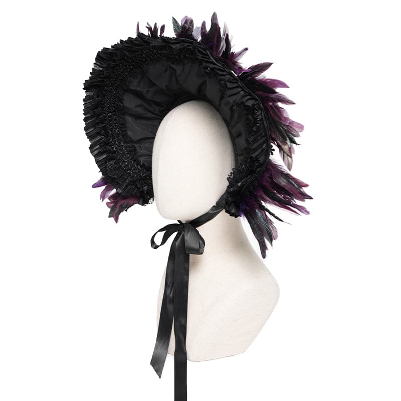 DEVIL FASHION Women's Gothic Decal Feather Hat