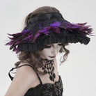 DEVIL FASHION Women's Gothic Decal Feather Hat