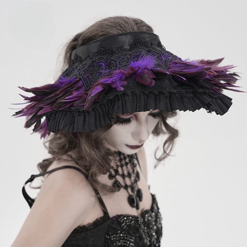 DEVIL FASHION Women's Gothic Decal Feather Hat