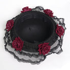 DEVIL FASHION Women's Gothic Decal Lace Rose Hat
