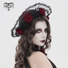 DEVIL FASHION Women's Gothic Decal Lace Rose Hat