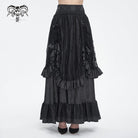DEVIL FASHION Women's Gothic Drawstring Ruffled Lace Skirt