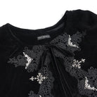 DEVIL FASHION Women's Gothic Embroidered Faux Fur Trim Velvet Cloak with Neckwear