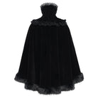 DEVIL FASHION Women's Gothic Embroidered Faux Fur Trim Velvet Cloak with Neckwear