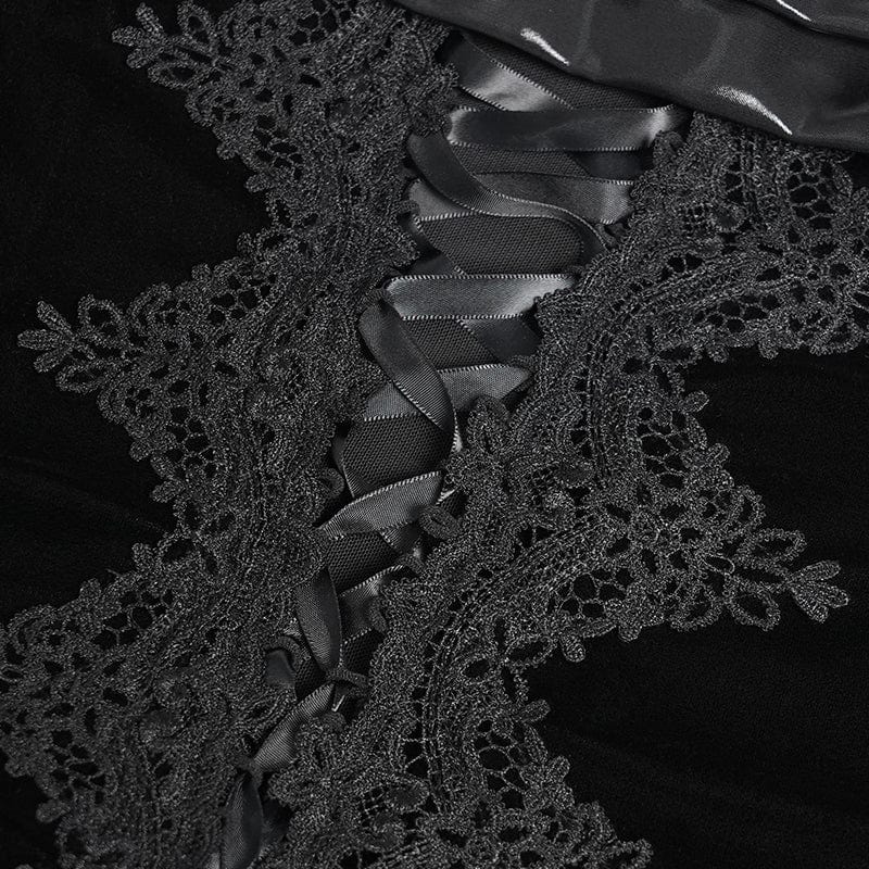 Camisa gótica con bordado y cordones en los hombros descubiertos para mujer DEVIL FASHION