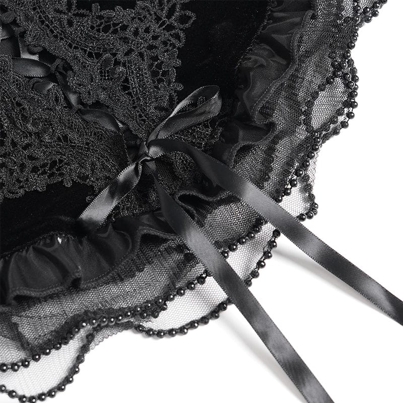 Camisa gótica con bordado y cordones en los hombros descubiertos para mujer DEVIL FASHION