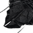 DEVIL FASHION Women's Gothic Embroidered Ruffled Stand Collar Long Sleeve Shirt Black