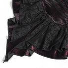 DEVIL FASHION Women's Gothic Embroidered Ruffled Stand Collar Long Sleeve Shirt Red