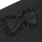 DEVIL FASHION Women's Gothic Faux Fur Collar Lace Embroidery Trim Long Coat with Detachable Bowknot