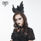 DEVIL FASHION Women's Gothic Feather Cross Metal Headwear