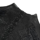 DEVIL FASHION Women's Gothic Flared Sleeved Beaded Lace Splice Shirt Black