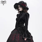 DEVIL FASHION Women's Gothic Flared Sleeved Ruffled Swallow-tailed Shirt Black