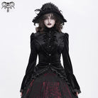 DEVIL FASHION Women's Gothic Flared Sleeved Ruffled Swallow-tailed Shirt Black