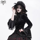 DEVIL FASHION Women's Gothic Flared Sleeved Ruffled Swallow-tailed Shirt Black