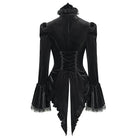 DEVIL FASHION Women's Gothic Flared Sleeved Ruffled Swallow-tailed Shirt Black