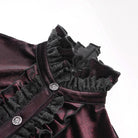 DEVIL FASHION Women's Gothic Flared Sleeved Ruffled Swallow-tailed Shirt Red