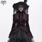 DEVIL FASHION Women's Gothic Flared Sleeved Ruffled Swallow-tailed Shirt Red